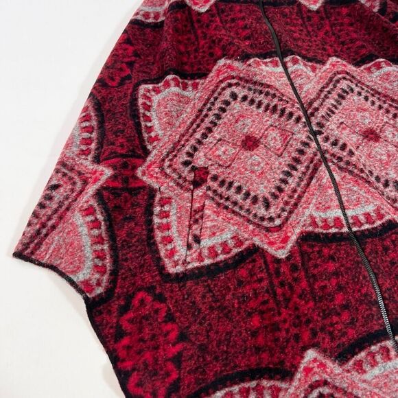 Sahalie Sweater Womens Large Multicolor Front Zip Poncho Wool Blend Shawl Top - Picture 2 of 9